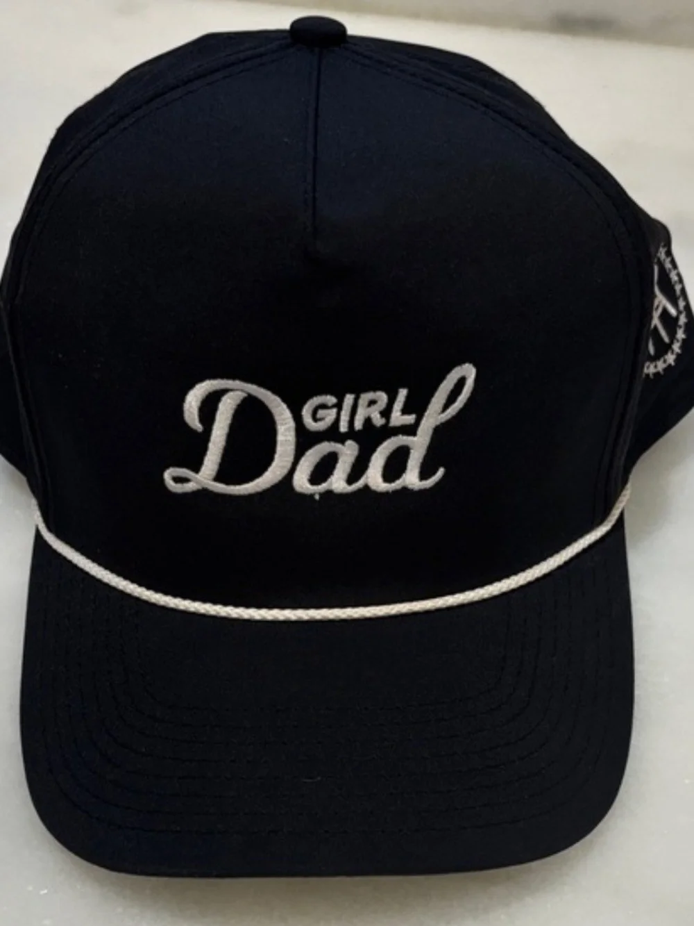 Girl Dad Black Kids Cap with White Embroidery